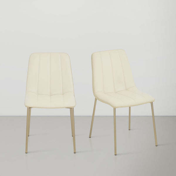 Isla Faux Leather / Metal / Foam Contemporary Cream Faux Leather Dining Chair - 18.5" W x 22.5" D x 33.5" H