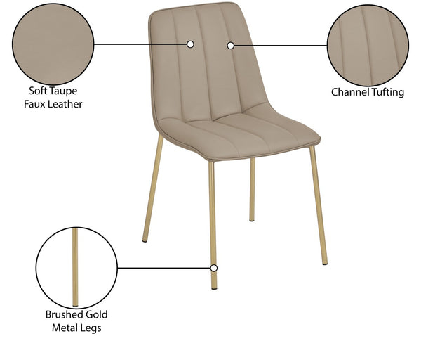 Isla Faux Leather / Metal / Foam Contemporary Taupe Faux Leather Dining Chair - 18.5" W x 22.5" D x 33.5" H