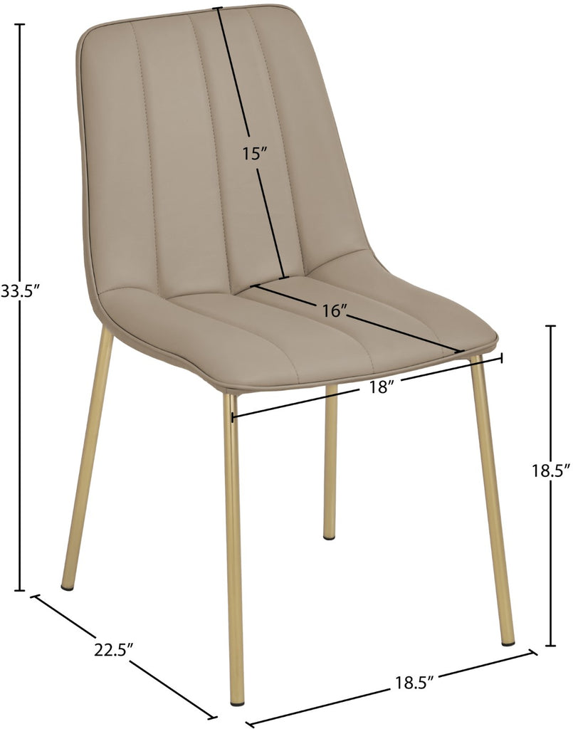 Isla Faux Leather / Metal / Foam Contemporary Taupe Faux Leather Dining Chair - 18.5" W x 22.5" D x 33.5" H