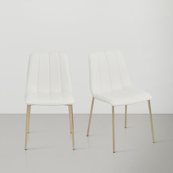 Isla Faux Leather / Metal / Foam Contemporary White Faux Leather Dining Chair - 18.5" W x 22.5" D x 33.5" H