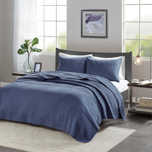Madison Park Keaton Casual| 100% Polyester Micro Fiber Solid Brushed Fabric Quilted Coverlet Set MP13-3459
