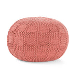 Yuny Handcrafted Modern Fabric Pouf, Coral Noble House