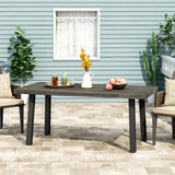 Pointe Outdoor Modern Industrial Aluminum Dining Table, Gray and Matte Black Noble House