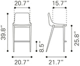 English Elm EE2647 100% Polyurethane, Plywood, Steel Modern Commercial Grade Counter Chair Set - Set of 2 Gray, Walnut 100% Polyurethane, Plywood, Steel