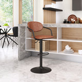 Zuo Modern Kirby 100% Polyurethane, Plywood, Steel Modern Commercial Grade Barstool Vintage Brown, Black 100% Polyurethane, Plywood, Steel