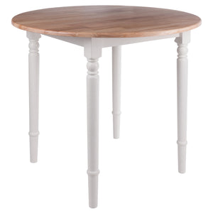 Winsome Wood Sorella Round Drop Leaf Table, Natural & White 53036-WINSOMEWOOD