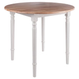 Sorella Round Drop Leaf Table, Natural & White