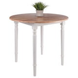 Winsome Wood Sorella Round Drop Leaf Table, Natural & White 53036-WINSOMEWOOD