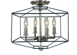 Framburg 4-Light Polished Nickel/Matte Black Isabella Dual Mount Chandelier 5304 PN/MBLACK