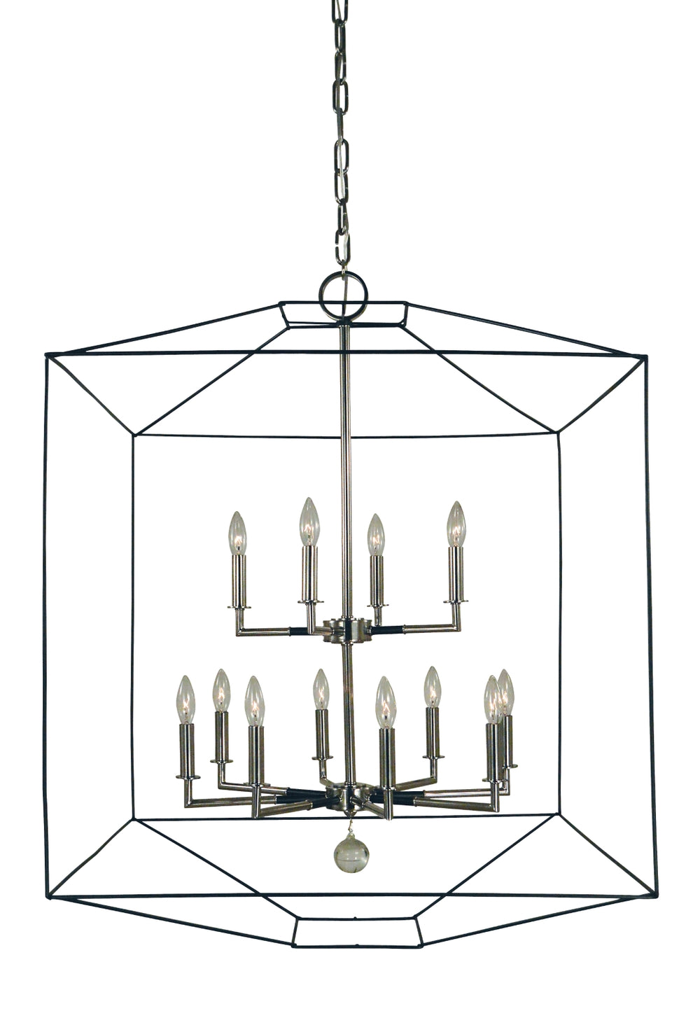 Framburg 12-Light Polished Nickel/Matte Black Isabella Chandelier 5308 PN/MBLACK