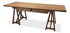 Sawhorse Desk - Natural Polished Old Pine