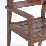 Stamford Outdoor Rustic Acacia Wood Dining Chairs with Slat Seats, Dark Brown Noble House