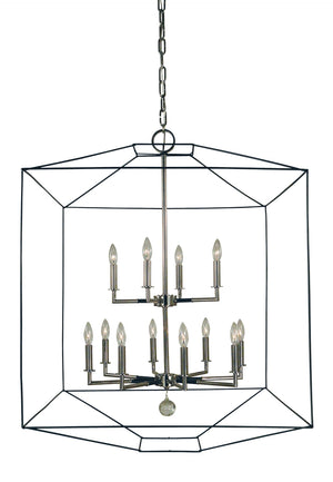 Framburg 12-Light Polished Nickel/Matte Black Isabella Chandelier 5308 PN/MBLACK