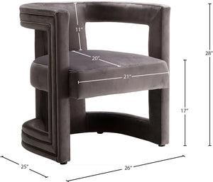 Blair Velvet / Engineered Wood / Foam Contemporary Grey Velvet Accent Chair - 26" W x 24.5" D x 28" H