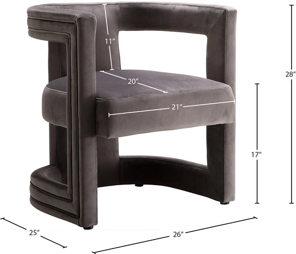 Blair Velvet / Engineered Wood / Foam Contemporary Grey Velvet Accent Chair - 26" W x 24.5" D x 28" H