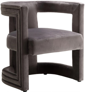 Blair Velvet / Engineered Wood / Foam Contemporary Grey Velvet Accent Chair - 26" W x 24.5" D x 28" H