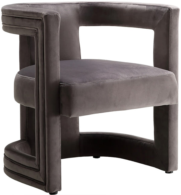 Blair Velvet / Engineered Wood / Foam Contemporary Grey Velvet Accent Chair - 26" W x 24.5" D x 28" H