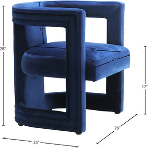 Blair Velvet / Engineered Wood / Foam Contemporary Navy Velvet Accent Chair - 26" W x 24.5" D x 28" H
