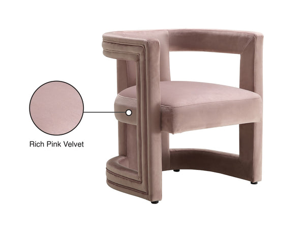 Blair Velvet / Engineered Wood / Foam Contemporary Pink Velvet Accent Chair - 26" W x 24.5" D x 28" H