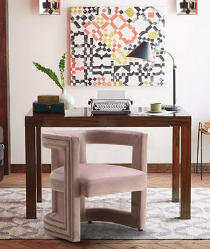 Blair Velvet / Engineered Wood / Foam Contemporary Pink Velvet Accent Chair - 26" W x 24.5" D x 28" H