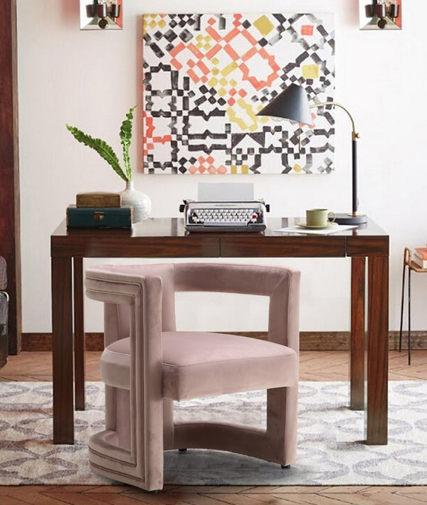 Blair Velvet / Engineered Wood / Foam Contemporary Pink Velvet Accent Chair - 26" W x 24.5" D x 28" H