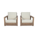 Westchester Outdoor Acacia Wood Club Chairs - Set of 2
