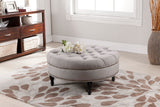 Baxton Studio Palfrey Beige Linen Modern Tufted Ottoman