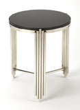 Khalifa Black Granite End Table - Modern Round Design with Stainless Steel Legs for Chic Decor