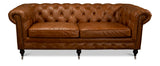 Tufted English Club Sofa - Vienna Brown