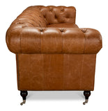 Tufted English Club Sofa - Vienna Brown