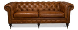 Tufted English Club Sofa - Cuba Brown