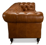 Tufted English Club Sofa - Cuba Brown