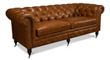 Tufted English Club Sofa - Cuba Brown