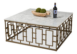 Brass Gate Cocktail Table with White Marble