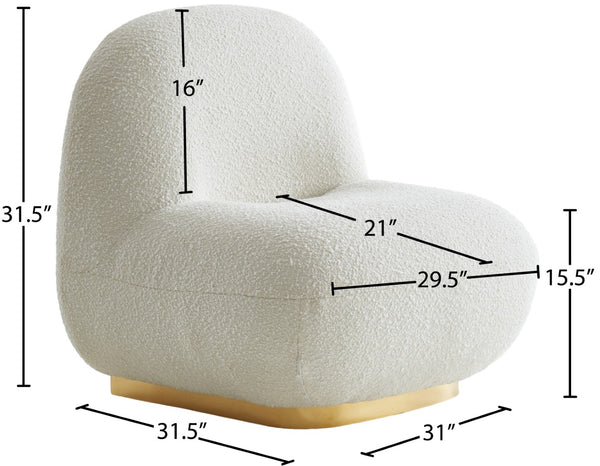 Liam Boucle Fabric / Staineless Steel / Foam Contemporary Cream Boucle Fabric Accent Chair - 31" W x 31.5" D x 31.5" H