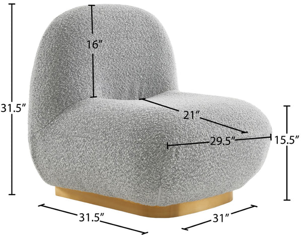 Liam Boucle Fabric / Staineless Steel / Foam Contemporary Grey Boucle Fabric Accent Chair - 31.5" W x 31.5" D x 31.5" H