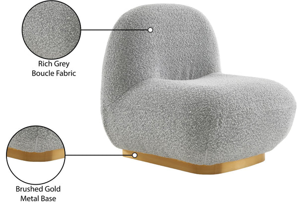Liam Boucle Fabric / Staineless Steel / Foam Contemporary Grey Boucle Fabric Accent Chair - 31.5" W x 31.5" D x 31.5" H
