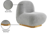 Liam Boucle Fabric / Staineless Steel / Foam Contemporary Grey Boucle Fabric Accent Chair - 31.5" W x 31.5" D x 31.5" H