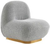 Liam Boucle Fabric / Staineless Steel / Foam Contemporary Grey Boucle Fabric Accent Chair - 31.5" W x 31.5" D x 31.5" H