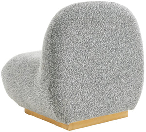 Liam Boucle Fabric / Staineless Steel / Foam Contemporary Grey Boucle Fabric Accent Chair - 31.5" W x 31.5" D x 31.5" H