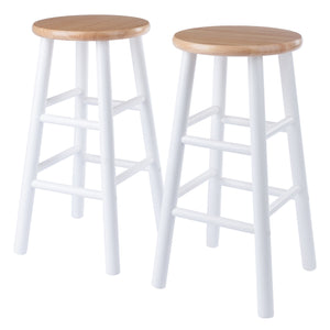 Winsome Wood Huxton 2-Piece Counter Stools, 24", Natural & White 53224-WINSOMEWOOD