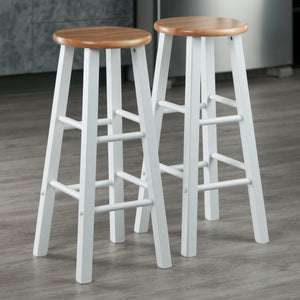 Winsome Wood Element Bar Stools, 2-Piece Set, Natural & White 53270-WINSOMEWOOD