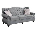 Hannes Transitional Sofa with 2 Pillows Gray Fabric (HE-5 Linen Like) 53280-ACME