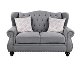 Hannes Transitional Loveseat with 2 Pillows Gray Fabric (HE-5 Linen Like) 53281-ACME