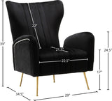 Opera Velvet / Engineered Wood / Stainless Steel / Foam Contemporary Black Velvet Accent Chair - 29" W x 34.5" D x 39" H