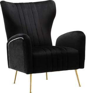 Opera Velvet / Engineered Wood / Stainless Steel / Foam Contemporary Black Velvet Accent Chair - 29" W x 34.5" D x 39" H