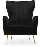 Opera Velvet / Engineered Wood / Stainless Steel / Foam Contemporary Black Velvet Accent Chair - 29" W x 34.5" D x 39" H