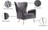 Opera Velvet / Engineered Wood / Stainless Steel / Foam Contemporary Grey Velvet Accent Chair - 29" W x 34.5" D x 39" H