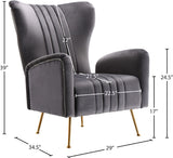 Opera Velvet / Engineered Wood / Stainless Steel / Foam Contemporary Grey Velvet Accent Chair - 29" W x 34.5" D x 39" H