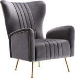 Opera Velvet / Engineered Wood / Stainless Steel / Foam Contemporary Grey Velvet Accent Chair - 29" W x 34.5" D x 39" H